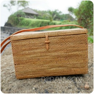 sequare sling cosmetic large bags rattan straw handmade